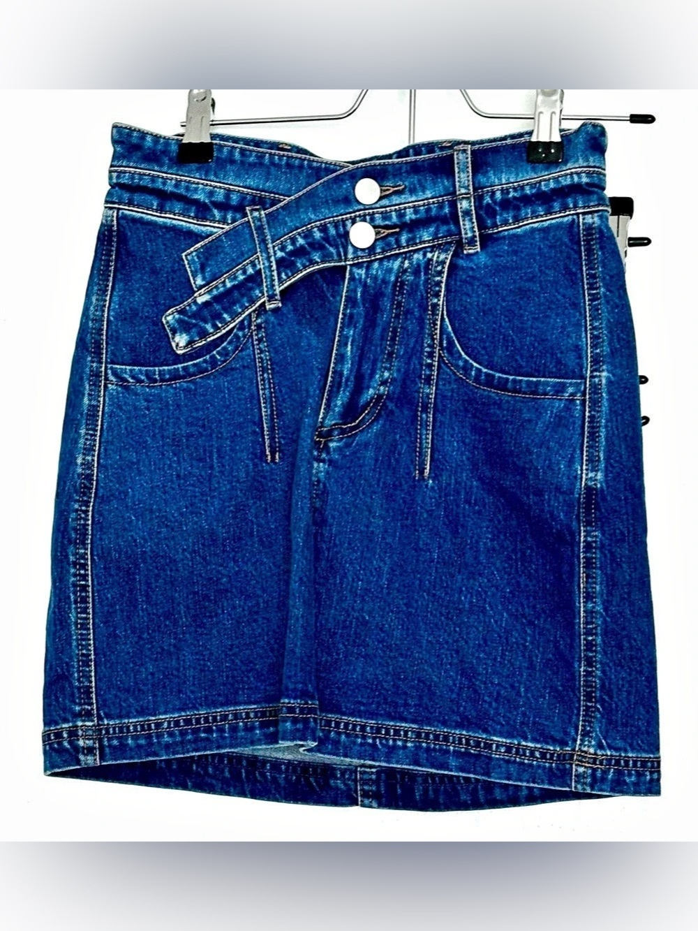 Pilcro Crossover Double-Button Denim Mini Skirt Blue Size 0 NWT